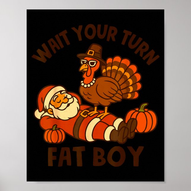 Funny Thanksgiving Christmas Turkey Vs Santa For M Poster (Framsidan)
