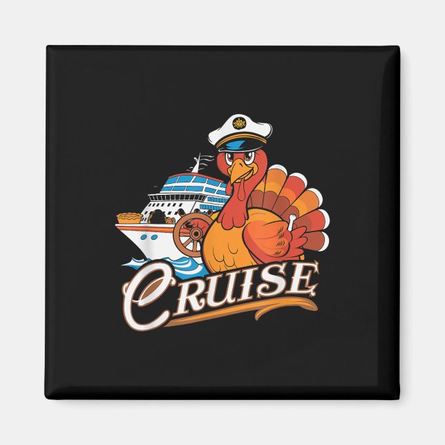 Funny Thanksgiving Cruise Turkey Boat Vacation Tri Magnet (Framsidan)