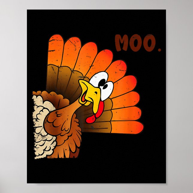 Funny Thanksgiving Cute Turkey Moo I'm A Cow Men W Poster (Framsidan)