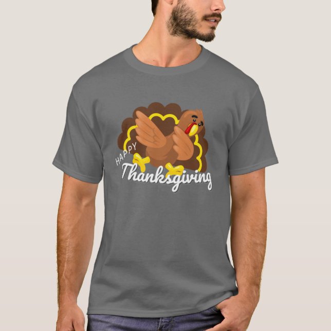 funny thanksgiving dabbing turkey t shirt (Framsida)