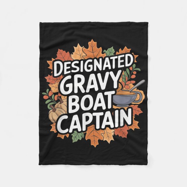 Funny Thanksgiving Food - Gravy Boat Captain  Fleecefilt (Framsidan)