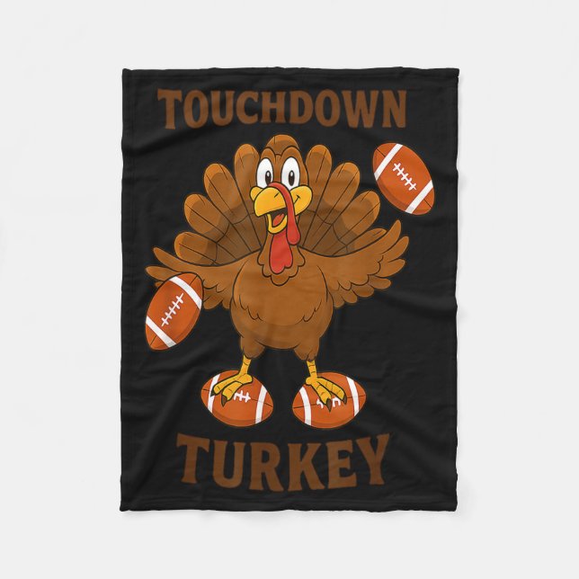 Funny Thanksgiving Football Touchdown Turkey  Fleecefilt (Framsidan)