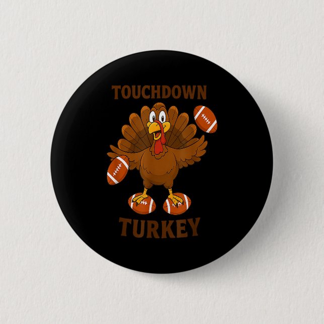 Funny Thanksgiving Football Touchdown Turkey  Knapp (Framsida)