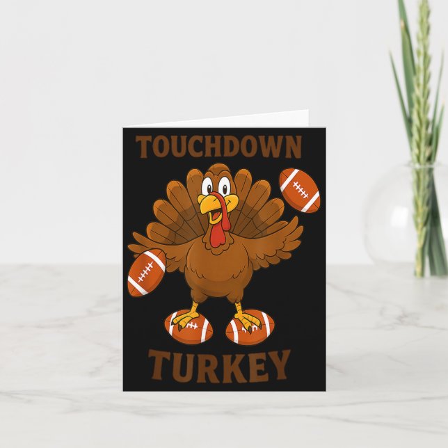 Funny Thanksgiving Football Touchdown Turkey  Kort (Framsida)