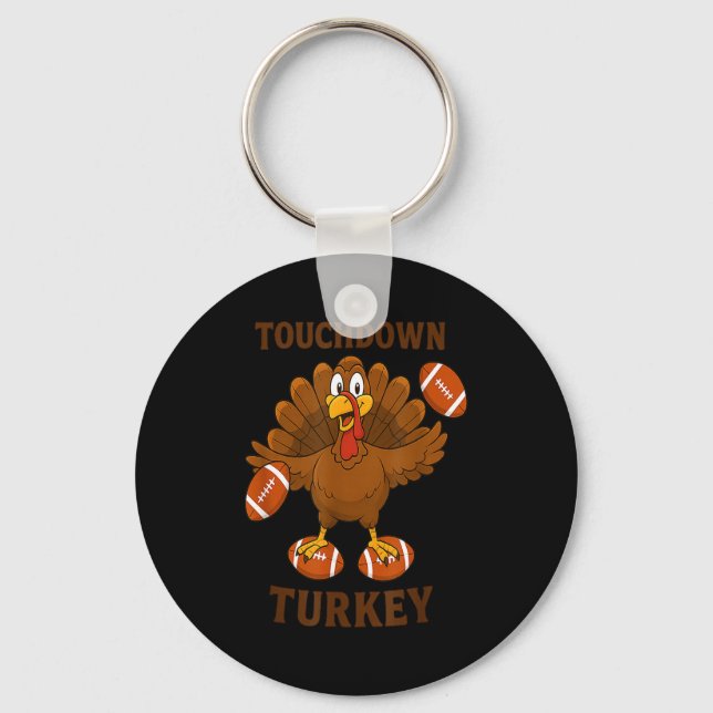 Funny Thanksgiving Football Touchdown Turkey  Nyckelring (Framsida)