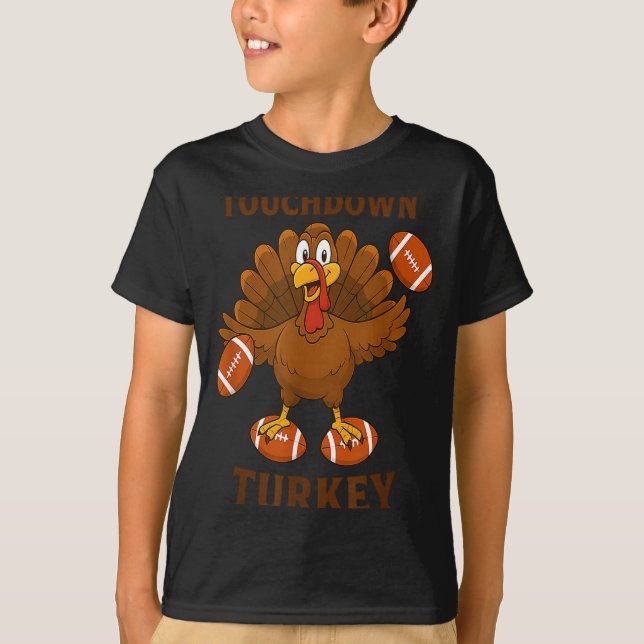 Funny Thanksgiving Football Touchdown Turkey  T Shirt (Framsida)