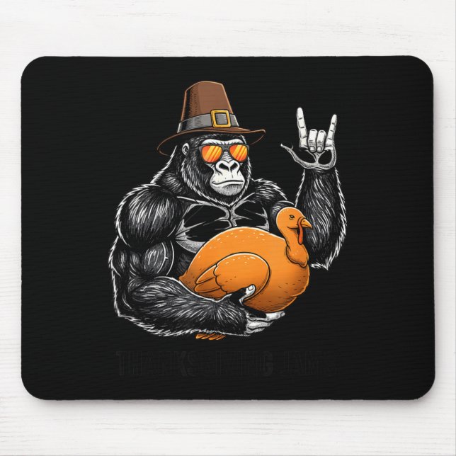 Funny Thanksgiving Gorilla Holding Turkey Lgrim Ha Musmatta (Framsidan)