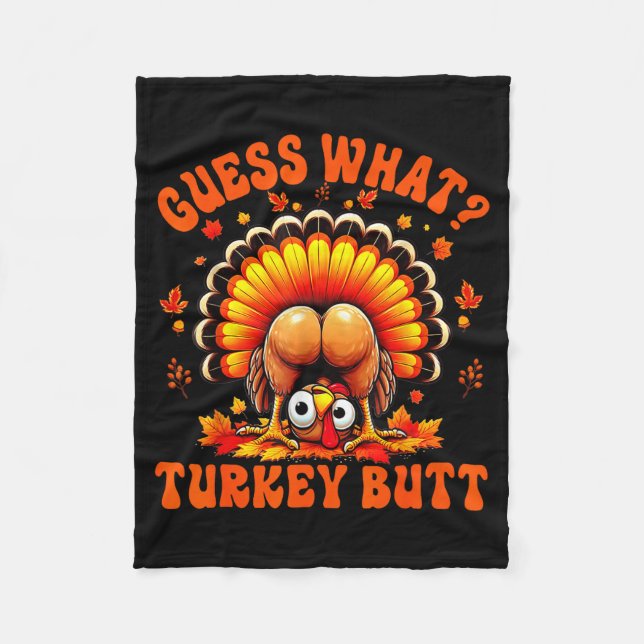 Funny Thanksgiving Guess What Turkey Butt Couples  Fleecefilt (Framsidan)