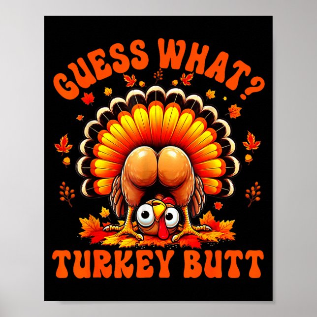 Funny Thanksgiving Guess What Turkey Butt Couples  Poster (Framsidan)