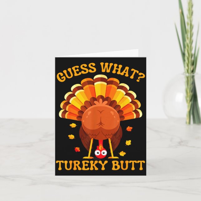 Funny Thanksgiving Guess What Turkey Butt For Boys Kort (Framsida)