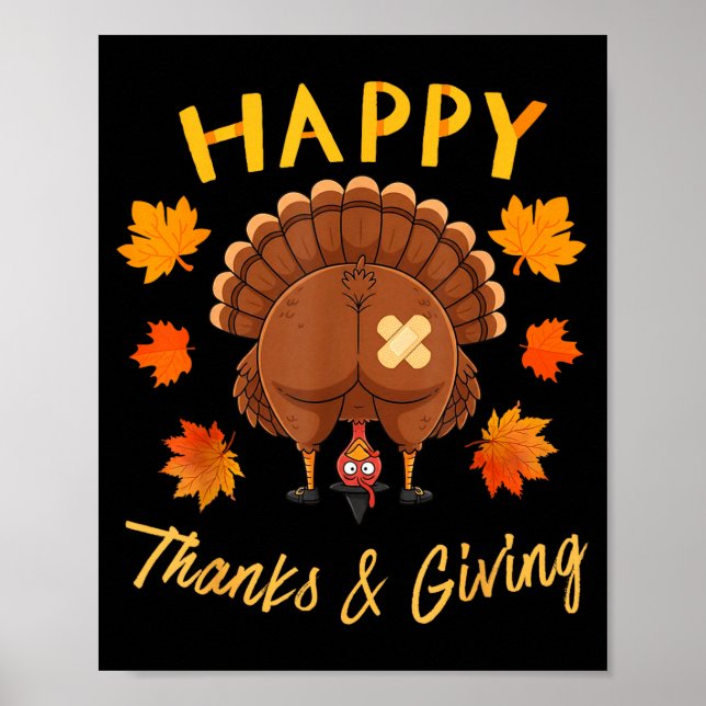 Funny Thanksgiving Guess What Turkey Butt  Poster (Framsidan)