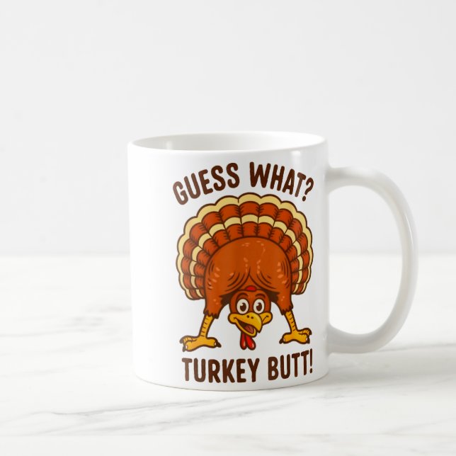 Funny Thanksgiving Kids Joke Meme Guess What Turke Kaffemugg (Höger)