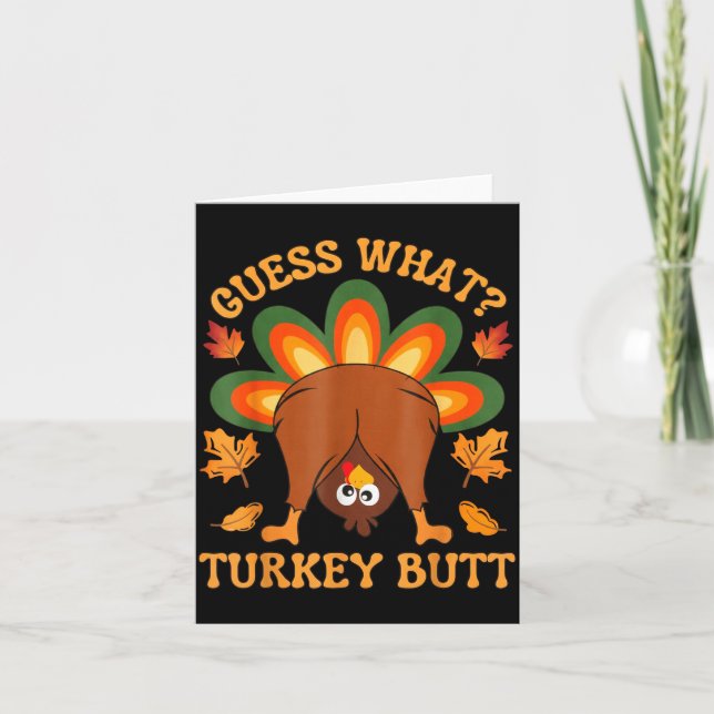 Funny Thanksgiving Kids Joke Meme Guess What Turke Kort (Framsida)