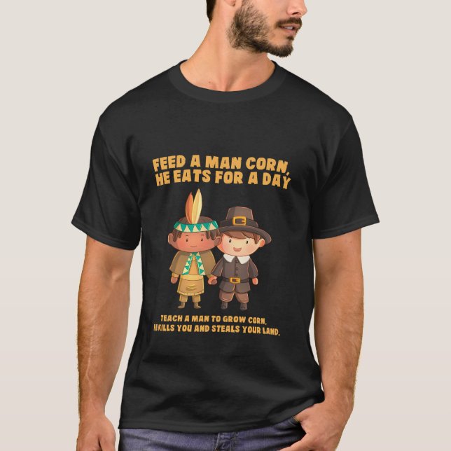 Funny Thanksgiving Native American T Shirt (Framsida)