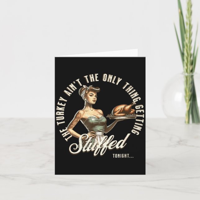 Funny Thanksgiving Retro N Up Inappropriate Stuffe Kort (Framsida)