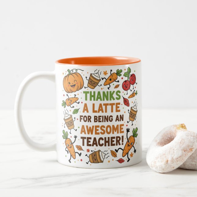 Funny Thanksgiving Teacher Appreciation Mug Två-Tonad Mugg (Med munk)