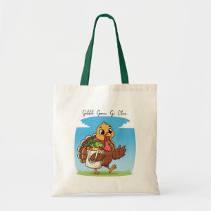 Funny Thanksgiving Tote - Gobble Grönt Go Clean Su Tygkasse