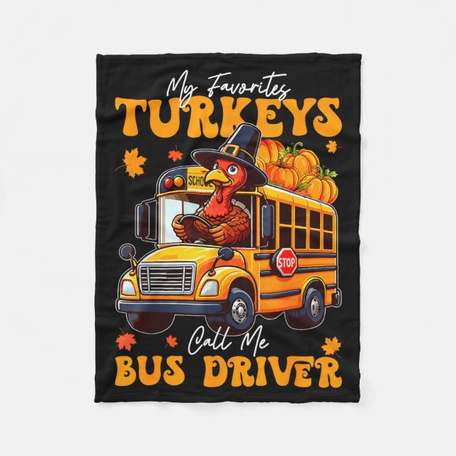 Funny Thanksgiving Turkey Bus Driver School Gift  Fleecefilt (Framsidan)