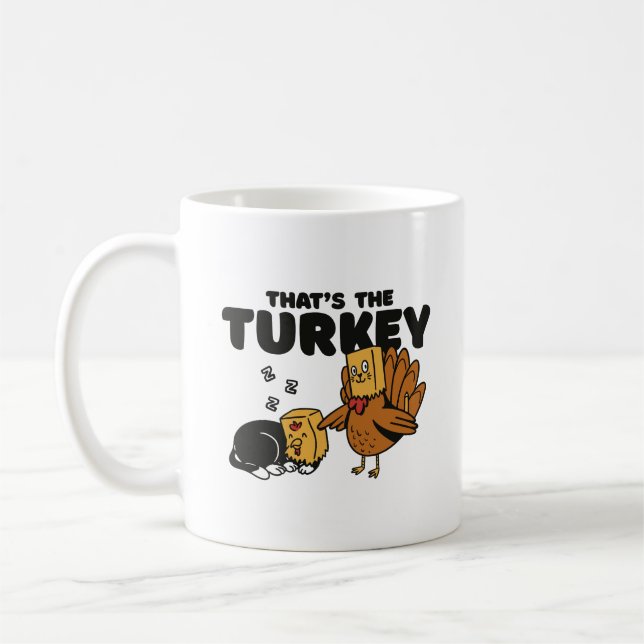 FUNNY THANKSGIVING TURKEY CAT SOM ÄR TURKIET KAFFEMUGG (Vänster)