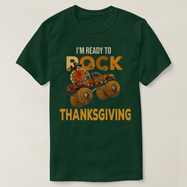 Funny Thanksgiving turkey day riding monster truck T Shirt (Design framsida)