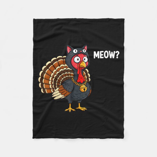 Funny Thanksgiving Turkey Meow Cat Disguise Men Wo Fleecefilt (Framsidan)