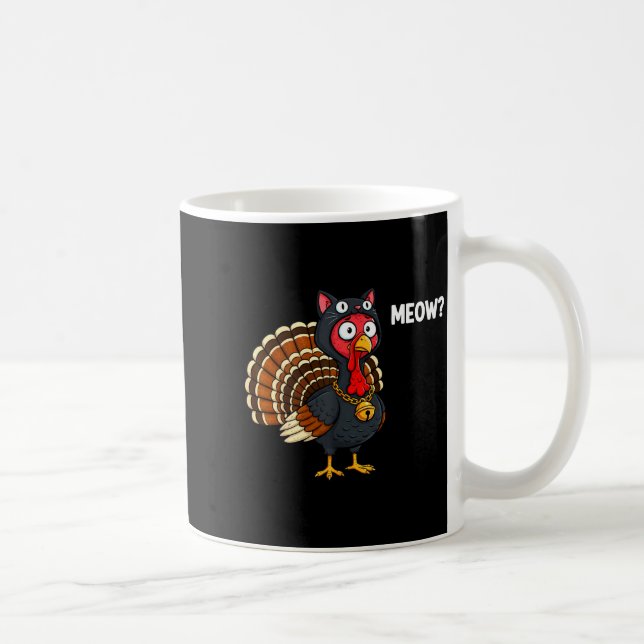 Funny Thanksgiving Turkey Meow Cat Disguise Men Wo Kaffemugg (Höger)