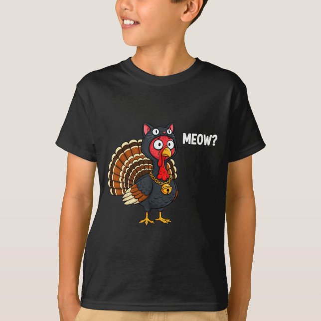 Funny Thanksgiving Turkey Meow Cat Disguise Men Wo T Shirt (Framsida)