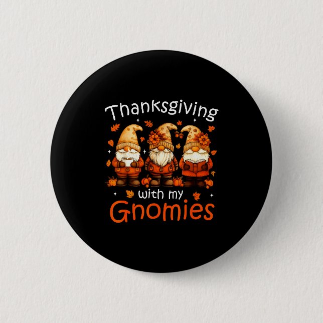 Funny Thanksgiving With My Gnomies Cute Gnome Fall Knapp (Framsida)