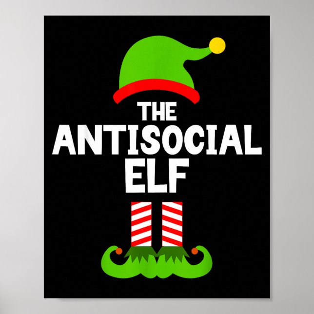 Funny The Antisocial Elf Christmas Family Pajama A Poster (Framsidan)