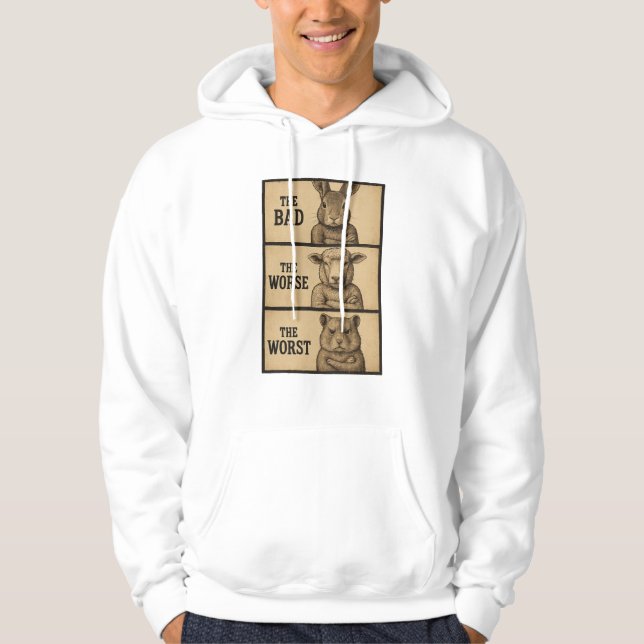 Funny “The Bad, The Worse, The Worst” Animal Hoodie (Framsida)