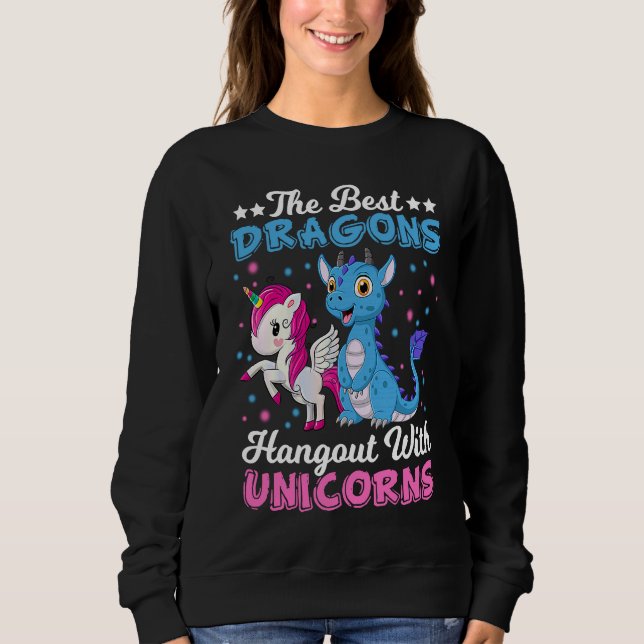 Funny  The Best Dragons Hangout With Unicorns T Shirt (Framsida)