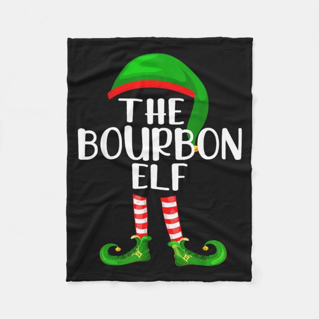 Funny The Bourbon Elf Matching Family Christmas  Fleecefilt (Framsidan)