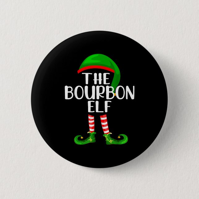 Funny The Bourbon Elf Matching Family Christmas  Knapp (Framsida)