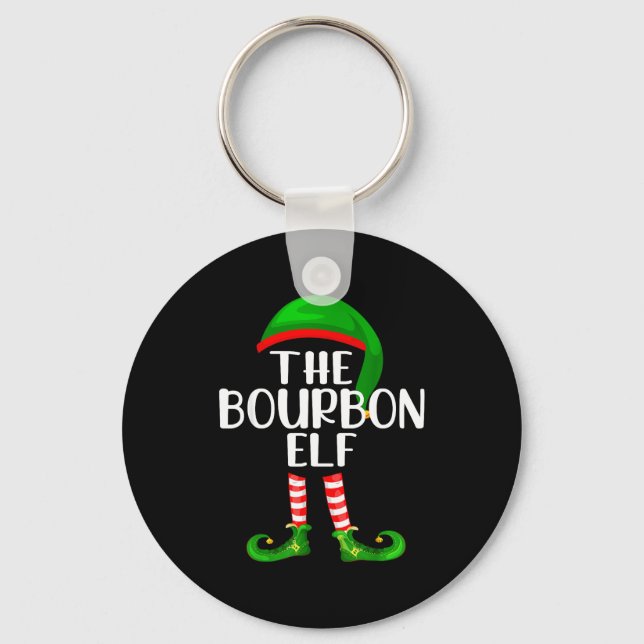Funny The Bourbon Elf Matching Family Christmas  Nyckelring (Framsida)