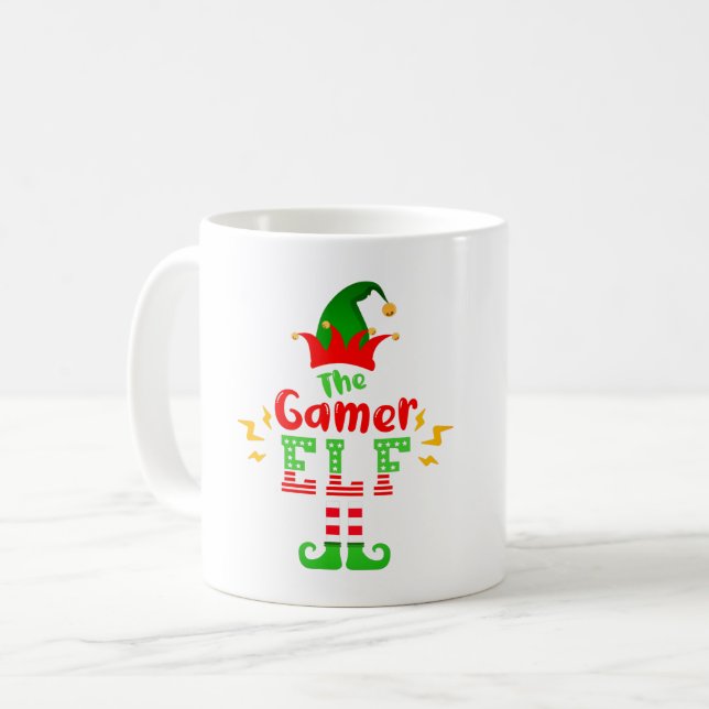 FUNNY THE GAMER ELF - CHRISTMAS ROLIGT KAFFEMUGG (Framsida vänster)