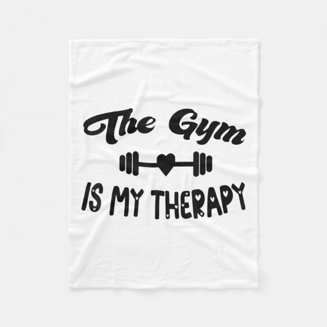 Funny The Gym Is My Therapy Motivational Fitness L Fleecefilt (Framsidan)