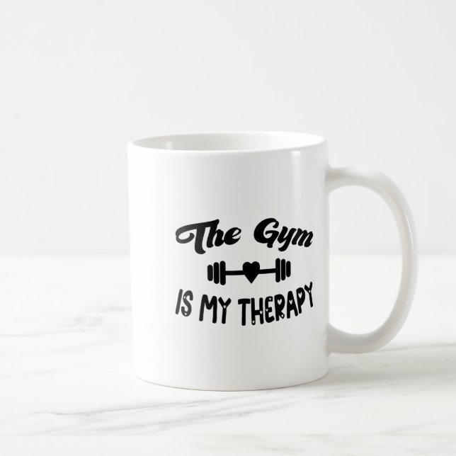 Funny The Gym Is My Therapy Motivational Fitness L Kaffemugg (Höger)