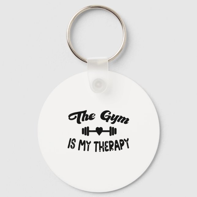 Funny The Gym Is My Therapy Motivational Fitness L Nyckelring (Framsida)