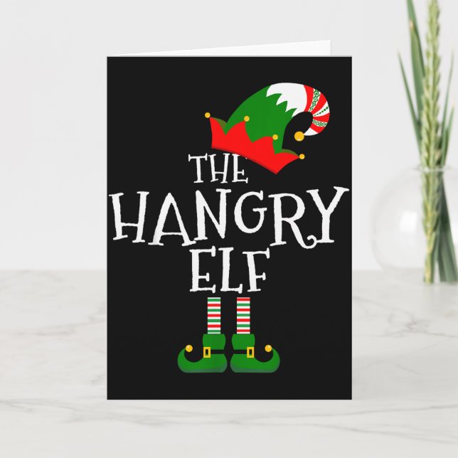 Funny The Hangry Elf Matching Family Group Gift Ch Kort (Framsida)