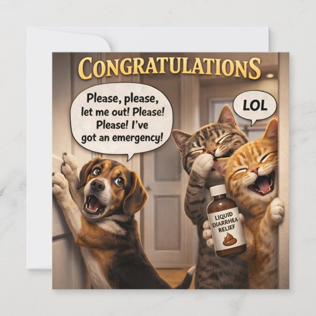 Funny the prank dog and cat congratulations readin kort (Framsida)
