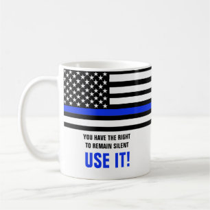 FUNNY Thin Blue Line US Flagga Poliser Gift Kaffemugg
