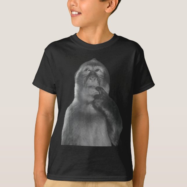 Funny Thinking Monkey Meme Curious Ape Brainrot  T Shirt (Framsida)