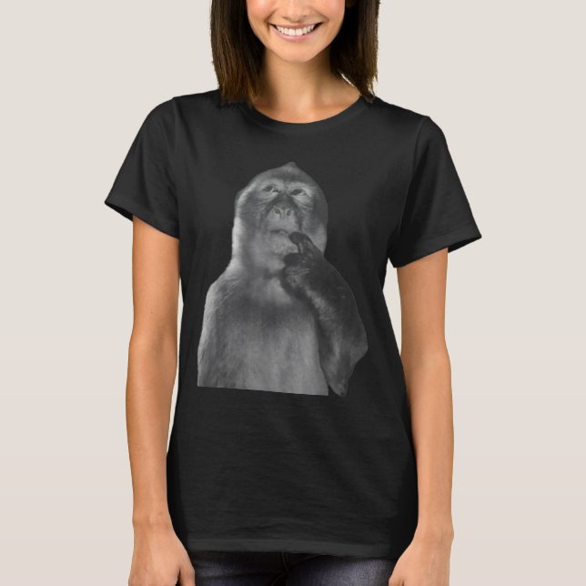Funny Thinking Monkey Meme Curious Ape Brainrot  T Shirt (Framsida)