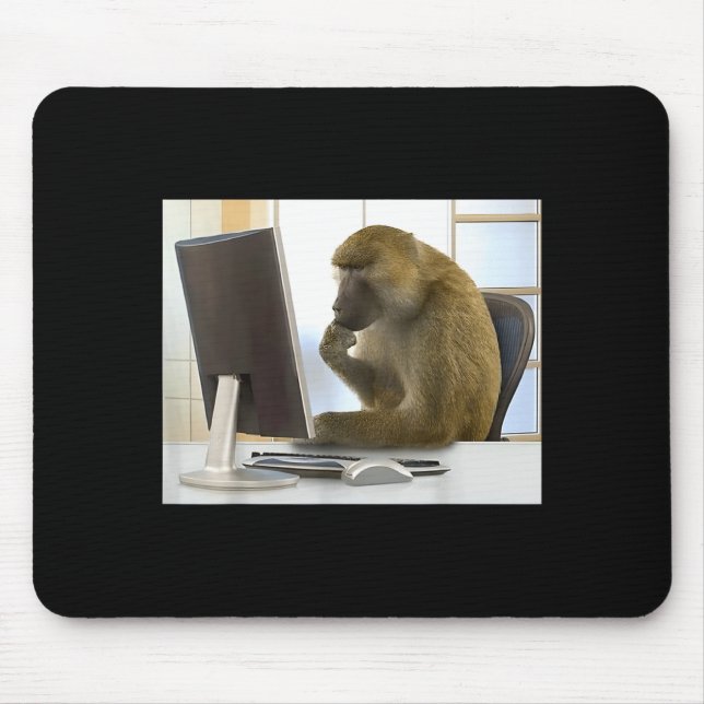 Funny Thinking Monkey Meme Office Curious Ape Brai Musmatta (Framsidan)