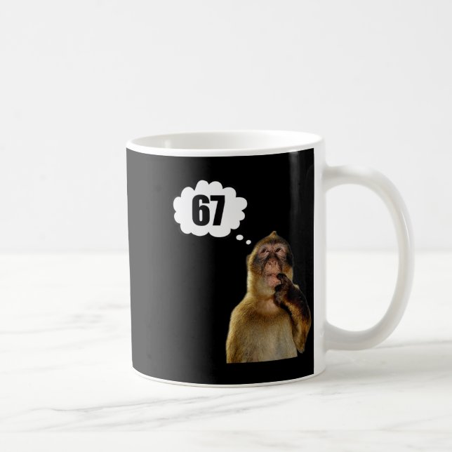 Funny Thinking Monkey Meme Six Seven 6 7 Meme  Kaffemugg (Höger)