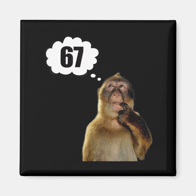 Funny Thinking Monkey Meme Six Seven 6 7 Meme  Magnet (Framsidan)