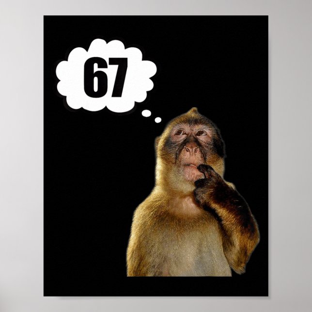 Funny Thinking Monkey Meme Six Seven 6 7 Meme  Poster (Framsidan)
