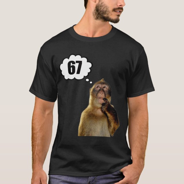 Funny Thinking Monkey Meme Six Seven 6 7 Meme  T Shirt (Framsida)