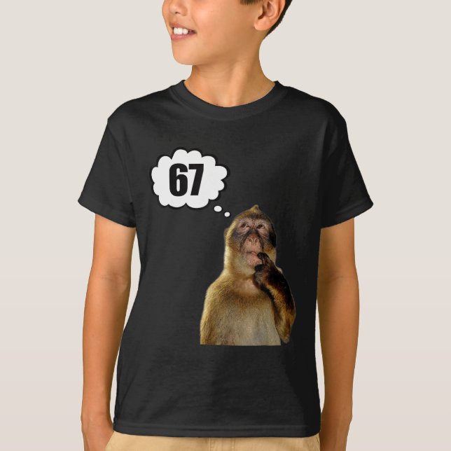 Funny Thinking Monkey Meme Six Seven 6 7 Meme  T Shirt (Framsida)