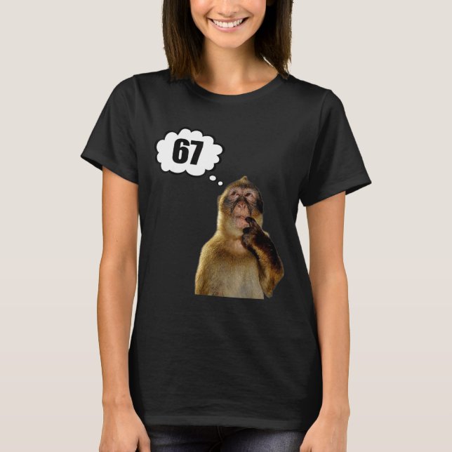 Funny Thinking Monkey Meme Six Seven 6 7 Meme  T Shirt (Framsida)